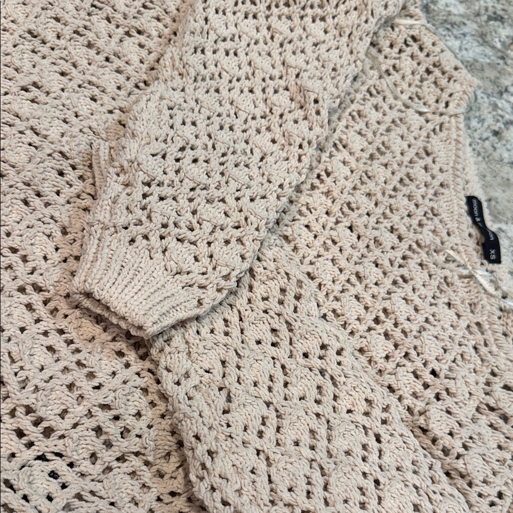 moon & madison Cream Crochet Sweater